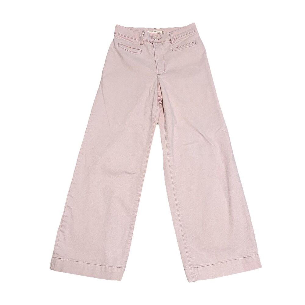 Levis Ribcage Wide Leg Crop Jeans Womens 26 (27x25) Light Pink High Rise Stretch